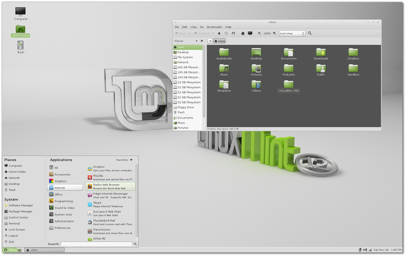 Linux Mint 12 MATEの画面