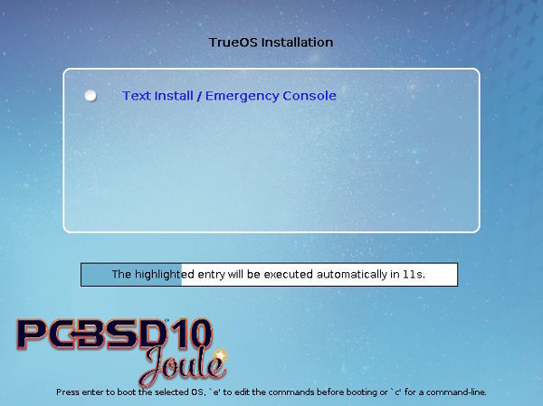 図1 TrueOS 11.0-CURRENTインストーラ