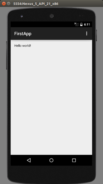 図15　「Hello world!」と表示するだけのアプリ
