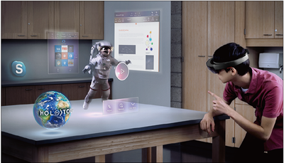 写真3　HoloLensを使用した「Windows Mixe Reality」の世界観