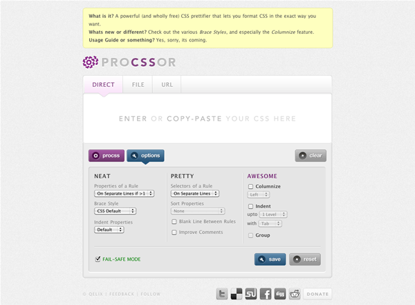 図6　CSSのコードを整形するサービスProCSSor