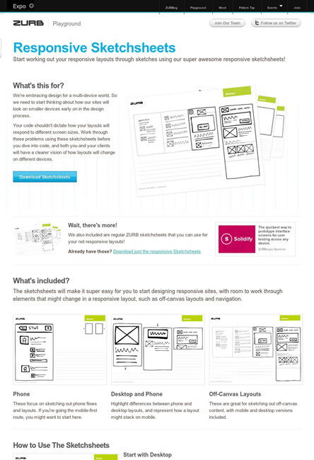 図3　レスポンシブWebデザインの手書きスケッチ用紙