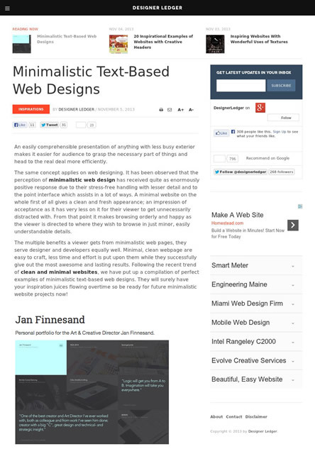 図5　ミニマルな文字中心のWebデザインのギャラリー