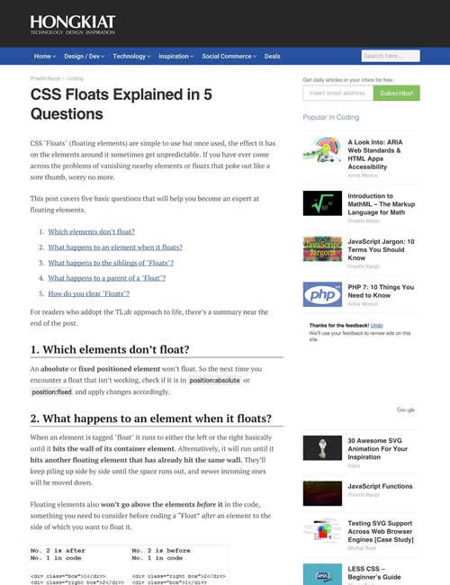 図3　CSSのFloatに関する5つの疑問