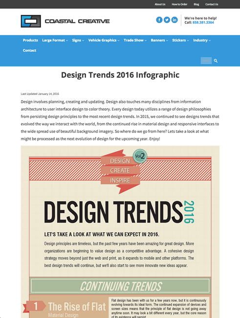 図2　2016年のWebデザインのトレンドのインフォグラフィックス