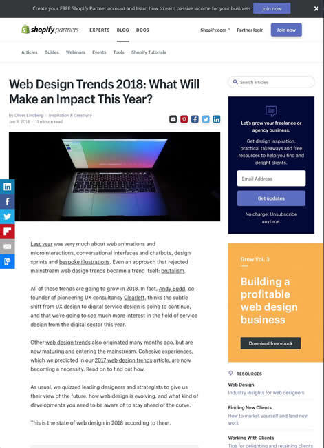 図2　2018年のウェブデザインのトレンド