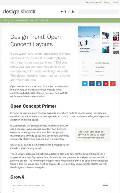 図5　ウェブデザインにおけるオープンコンセプトレイアウト