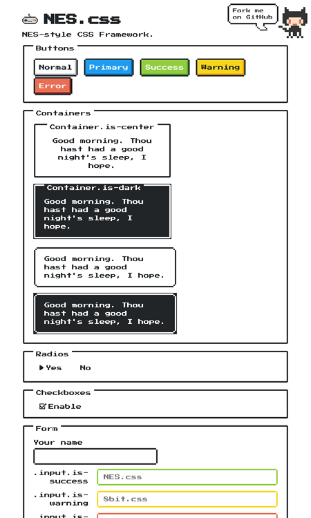 図5　ファミコンをイメージしたCSSフレームワーク