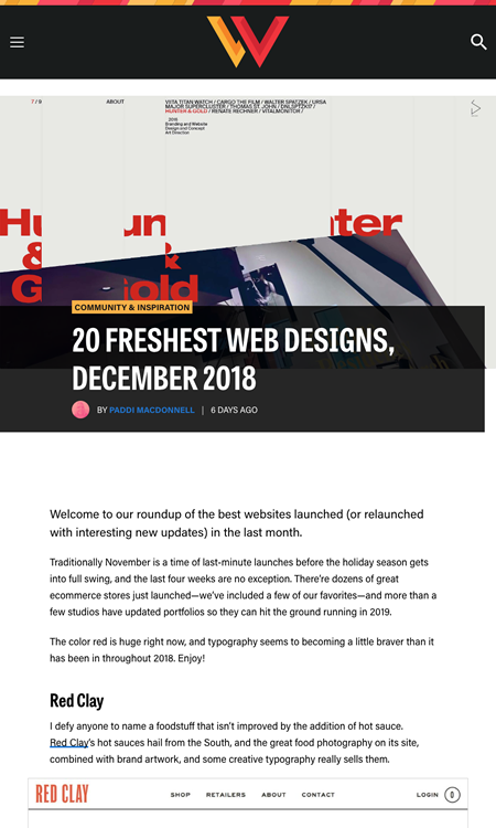 図5　2018年12月のウェブデザインのギャラリー