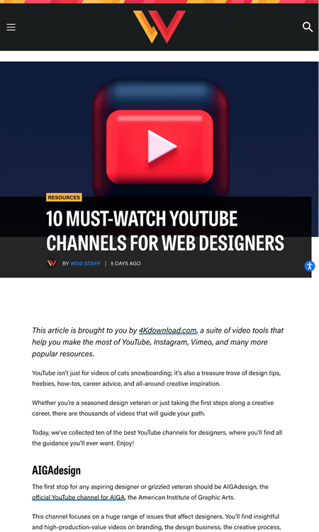 図4　Webデザイナーが見るべきYouTubeチャンネル10選