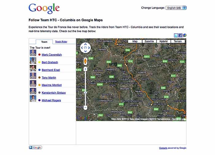 図5　選手たちのデータがGoogle Maps上に表示される