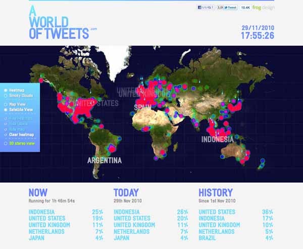 図3　世界中のツイート状況がわかる『A World Of Tweets』