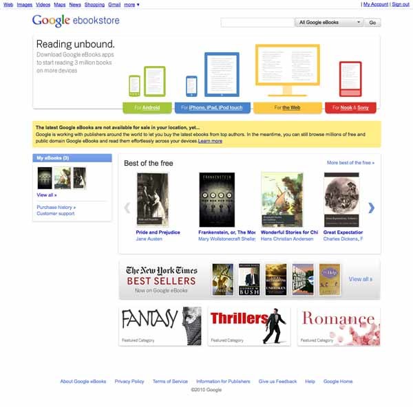 図4　約300万冊のタイトルを用意した『Google eBookstore』
