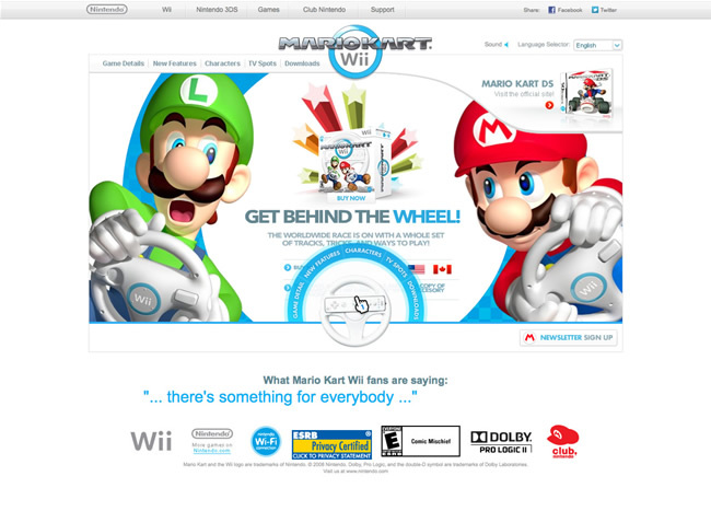 図5　Nintendo of Americaによる「Mario Kart Wii」のプロモーションサイト『Mario Kart Wii』