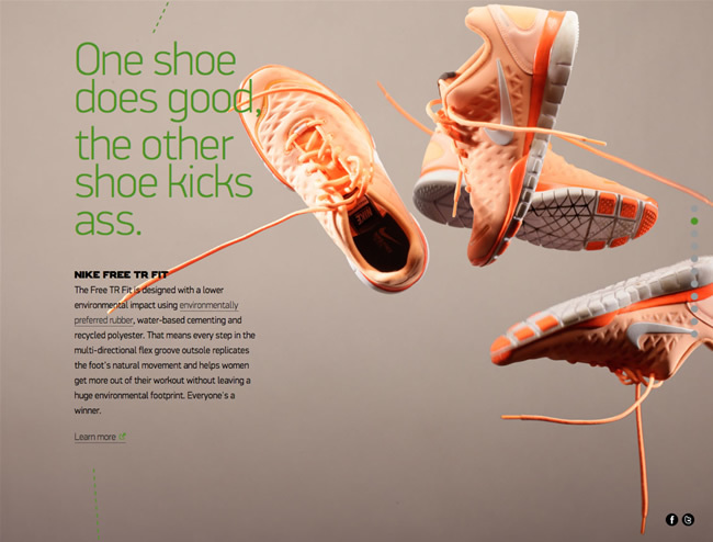 図3　Nikeの考える未来への取り組みを紹介した『Nike Better World』も、パララックスを利用しているウェブサイトの一つ