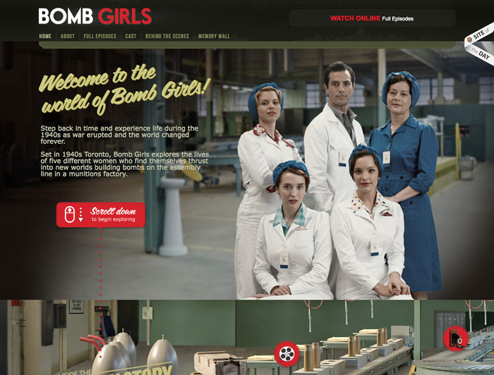 図3　個性的なスクロールが光る「Bomb Girls」の公式サイト