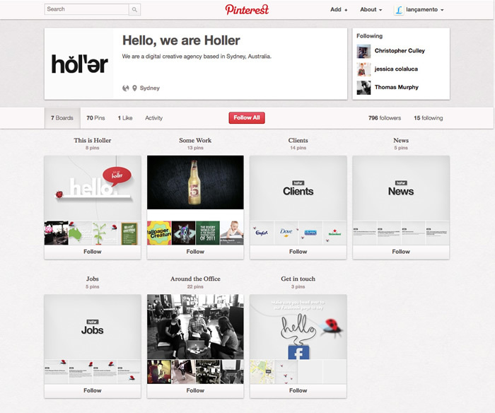 図1『Hello, we are Holler (weareholler) on Pinterest』