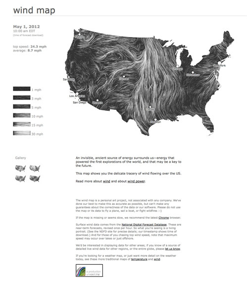 図4　『Wind Map』はアメリカの風の動きを視覚化するプロジェクト