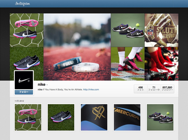 図10　自社の製品紹介を始めている企業の一つ、Nikeの「Web Profile」