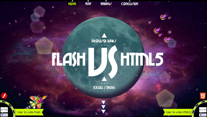 図3　『FLASH VS HTML』では、ゲーム開発における「HTML5」と「Flash」の比較が行われる
