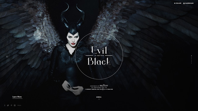 映画『Maleficent（マレフィセント）』のプロモーションサイト『Evil Is The New Black』