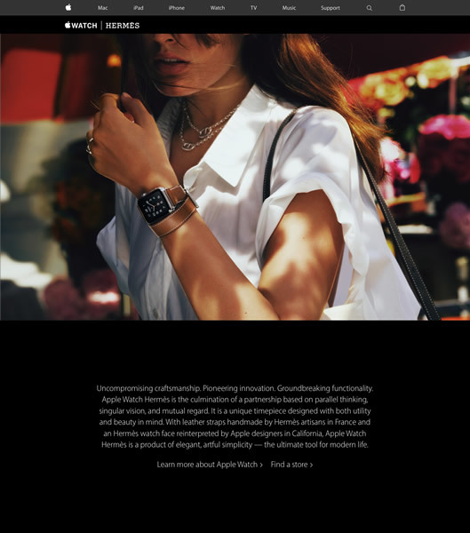 図3　AdobeがHermèsと共同開発した「Apple Watch Hermès」のプロモーションサイト、『Hermès - Apple』