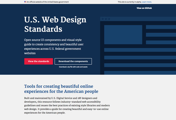 図6　アメリカ連邦政府が提供を開始した『U.S. Web Design Standards』