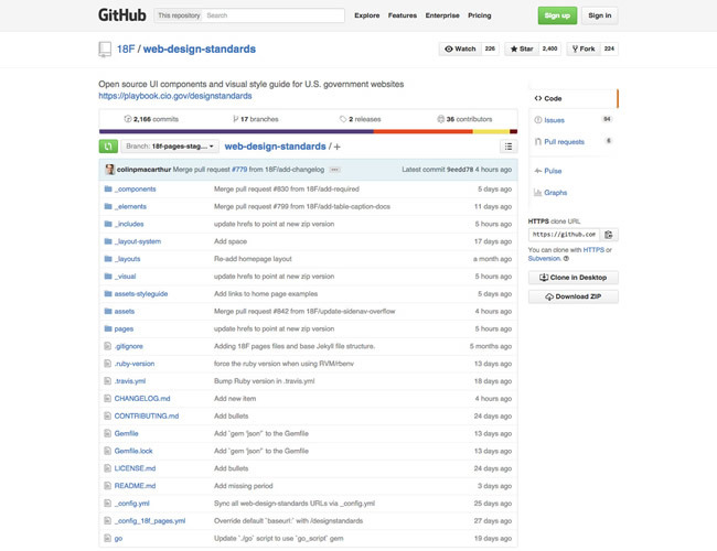 図7　『U.S. Web Design Standards』のソースコードは、GitHubに公開されている