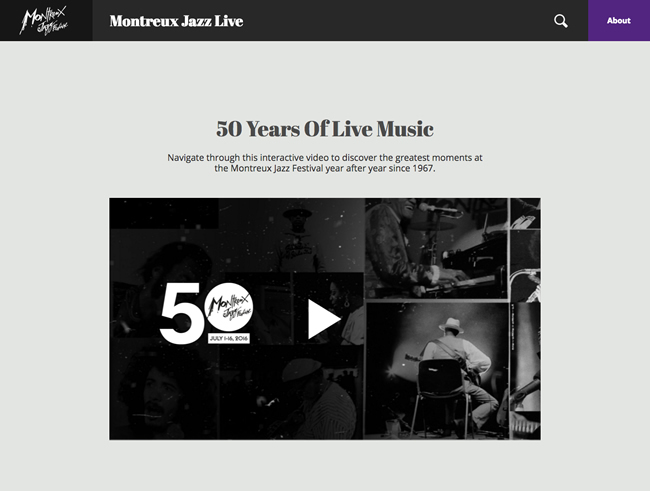 図3　デジタルアーカイブ化された、「The Montreux Jazz Festival」の演奏が閲覧できるウェブサイト、『Montreux Jazz』