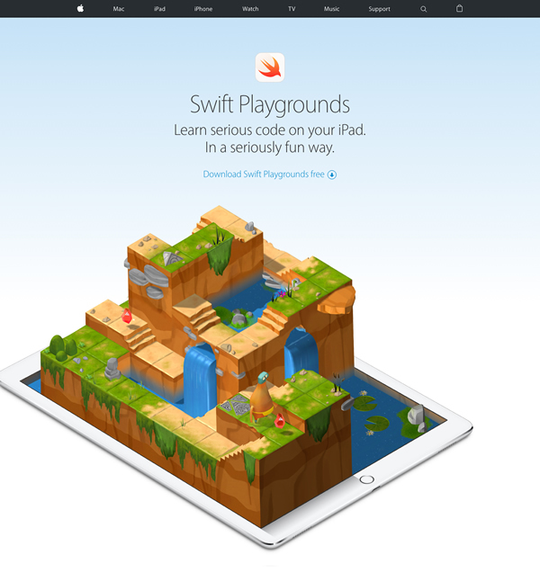 図1　AppleのiPad用アプリ、「Swift Playgrounds」を紹介するウェブサイト