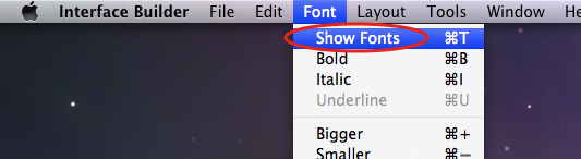 「Font」→「Show Fonts」を選択