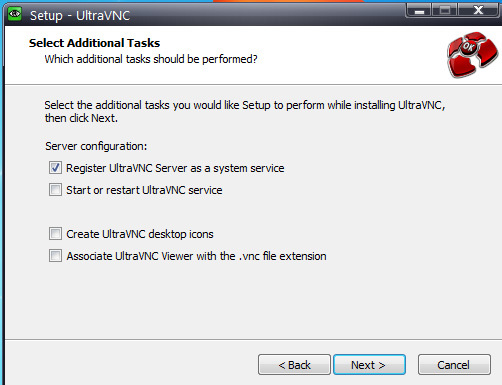 図5　UltraVNCをWindowsのシステムサービスに追加