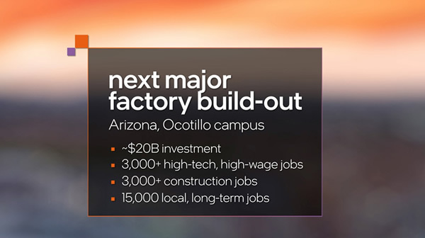 200億ドルを投じてアリゾナに建設する新工場は1万5000人以上の雇用を生み出す施策として現地からも歓迎されているという
