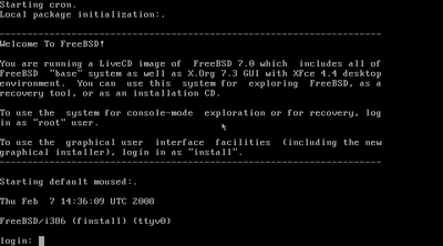 図1　FreeBSD Finstall Alpha3 - LiveCDとして起動する