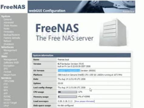 図　Preview of ZFS on FreeNAS 0.7 Server動画より抜粋