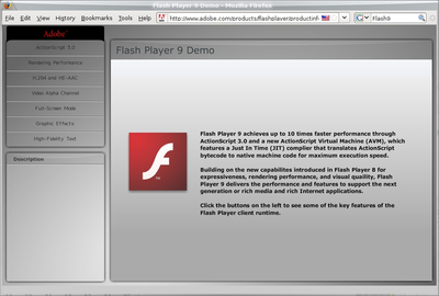 図2　Adobe Systemsの提供しているFlash Player 9のページ