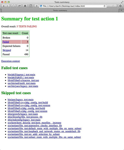図　試験結果報告 HTMLの例その1
