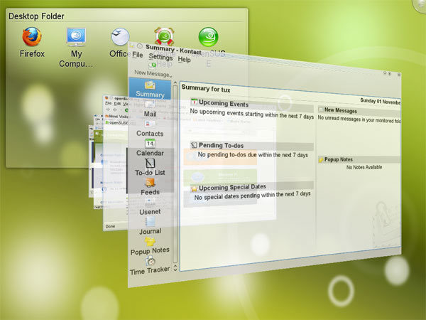 KDE上でCompizの3D効果も利用可能