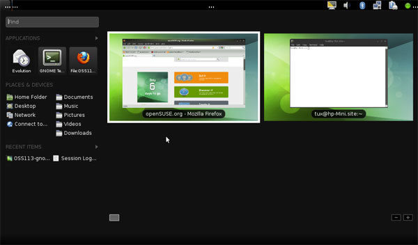 GNOME 3.0プレビューのActivity view機能