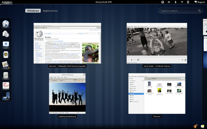 リリースノートにあるGNOME 3.0の画面ショット