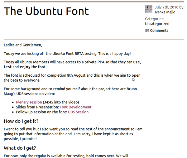 図1　Ubuntu Font（ベータ版）を用いて画面表示した例