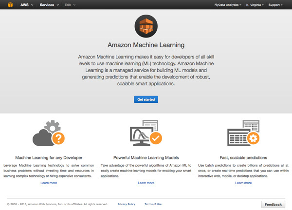 図1　Amazon Machine Learningの開始画面
