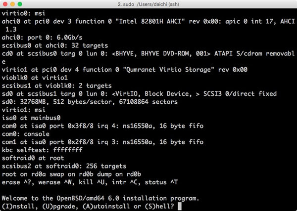 図　OpenBSDインストール例