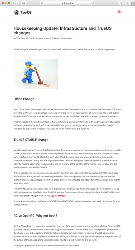図　Housekeeping Update: Infrastructure and TrueOS changes｜TrueOS Blog