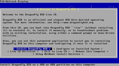 図　DragonFly BSD 5.0インストーラ