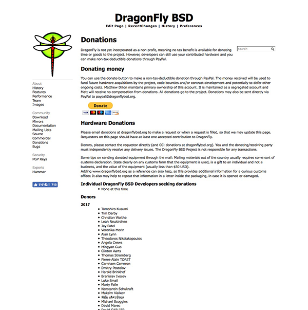 Donations｜DragonFly BSD