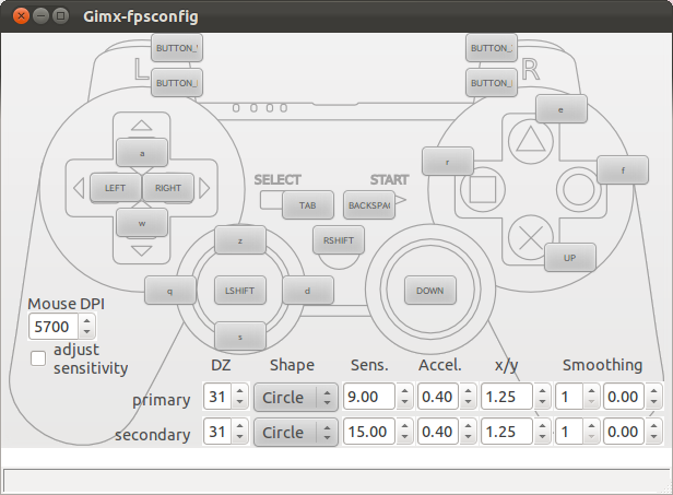図7　Gimx-fpsconfigの画面。こちらは設定したいボタンをクリックしてから、割り当てるキーを押す