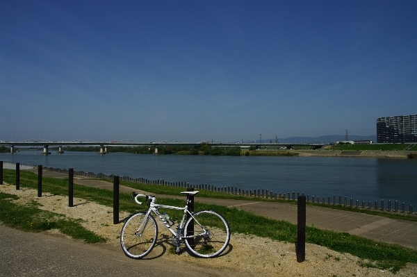 写真4　淀川河川公園枚方にて。このあたりは道も広くてのんびり走れる