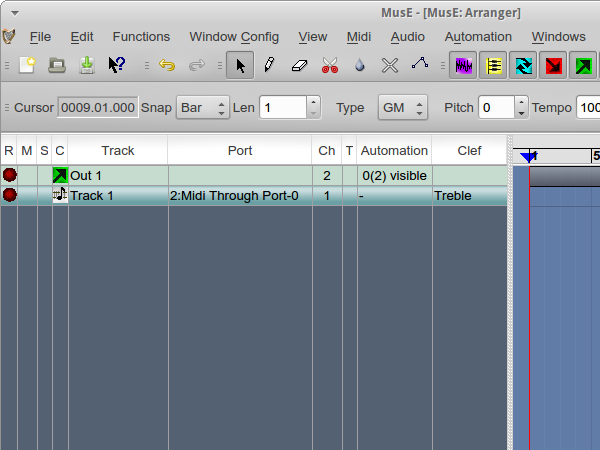 図3　MIDIトラックを追加。ここでは「Track 1」として表示されている