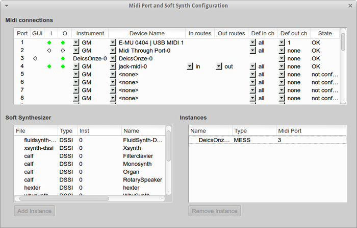 図18　「Midi Port and Soft Synth Configuration」ウィンドウ